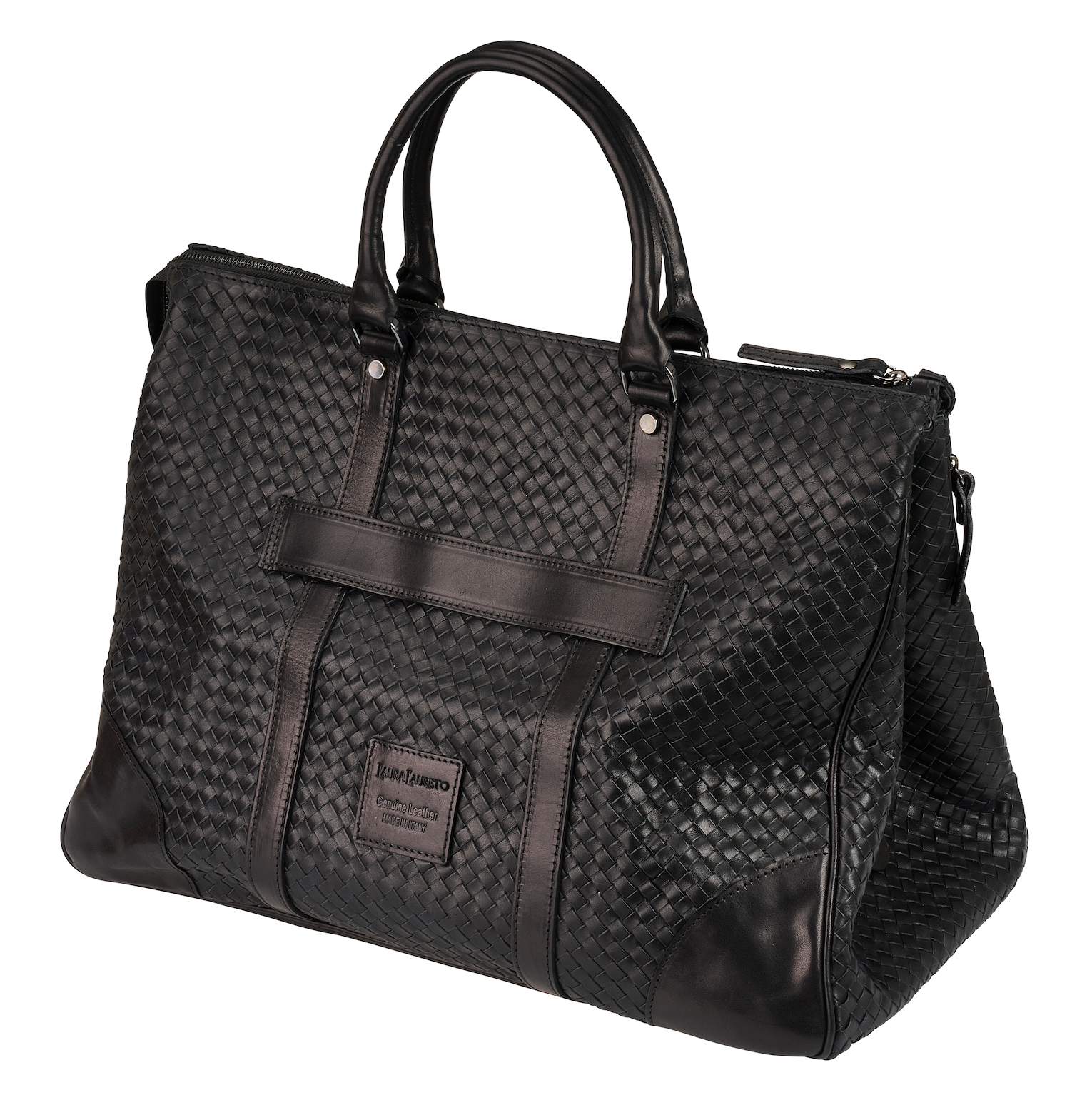 Borsone Intrecciato a Mano Nero