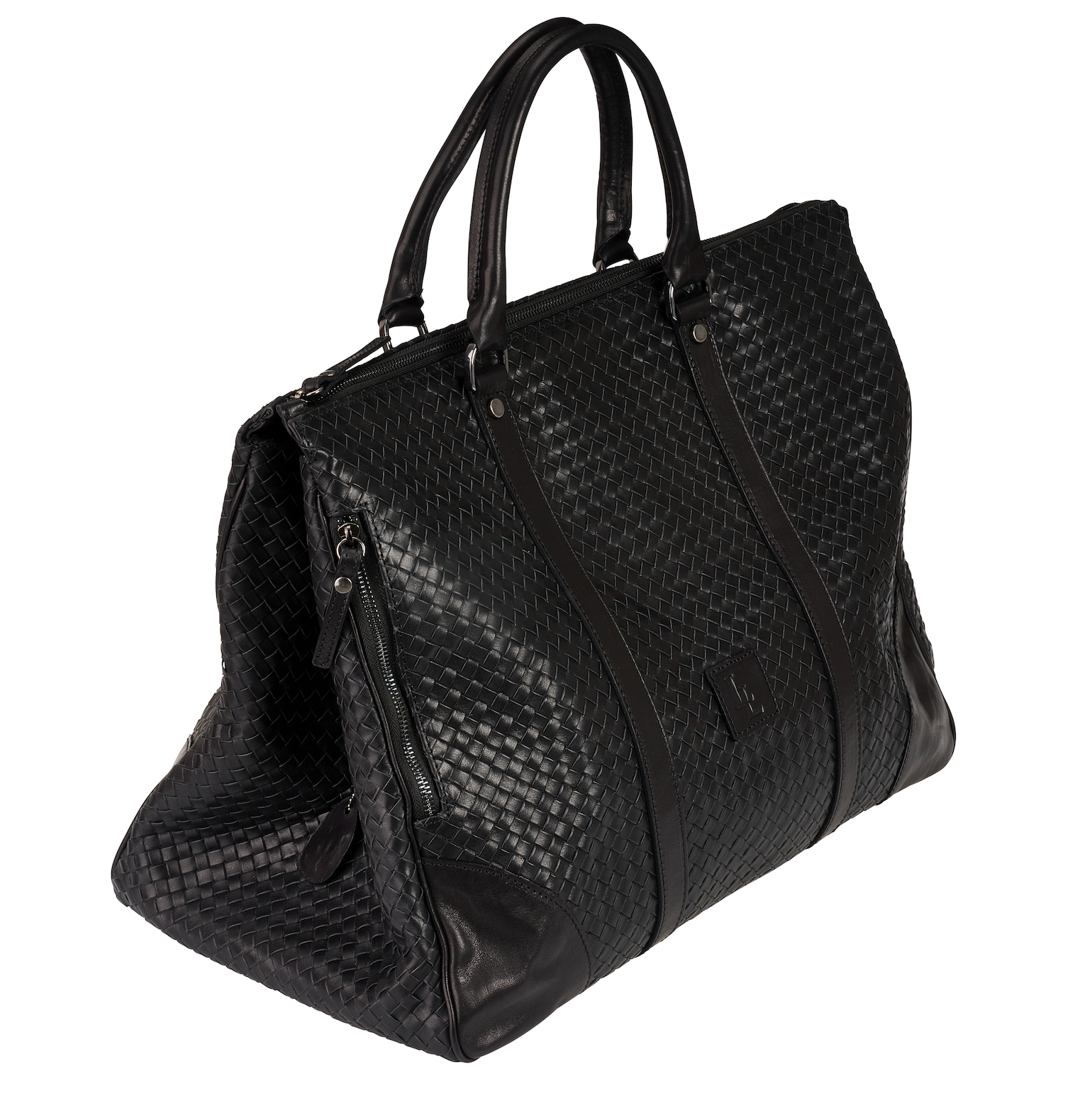Borsone Intrecciato a Mano Nero