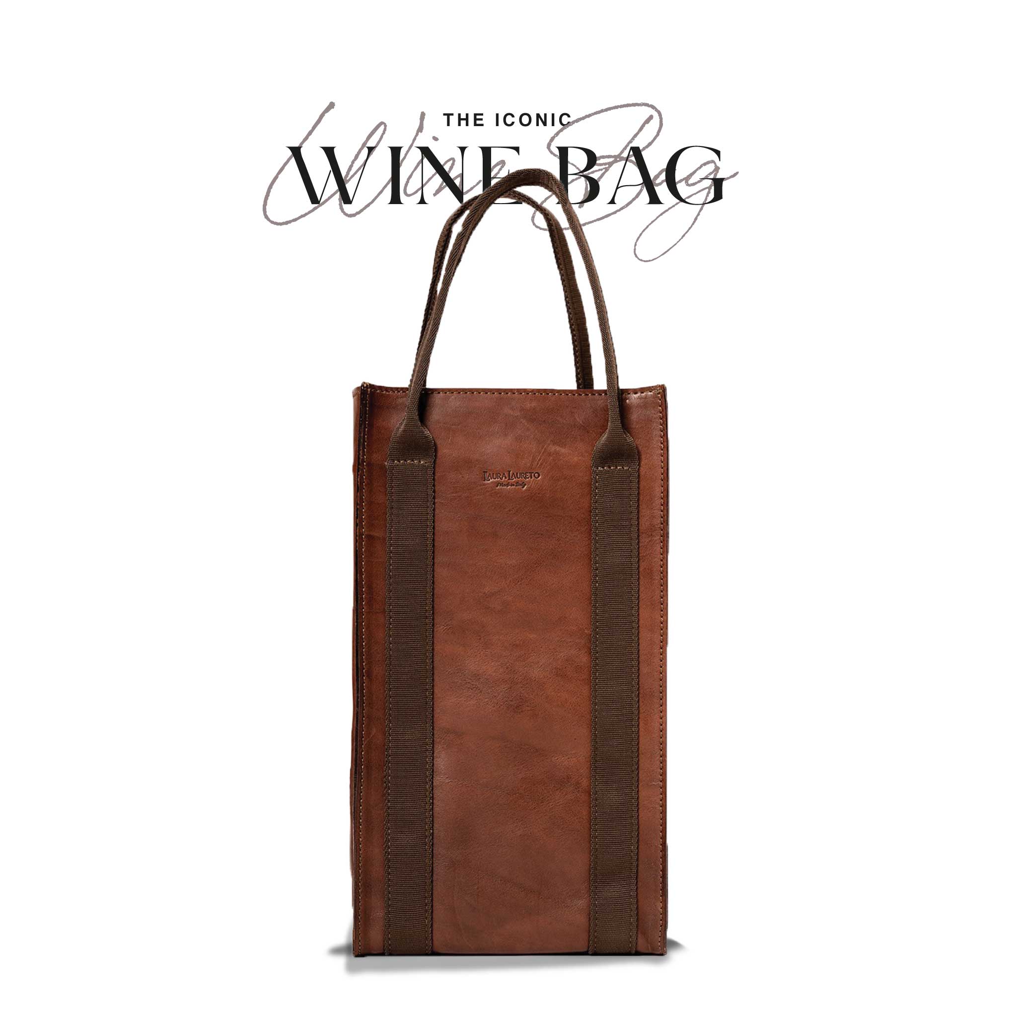 Leather Wine Bag Brown 4 Bottle